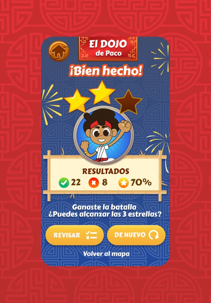 Challenge results screen with the Sensei